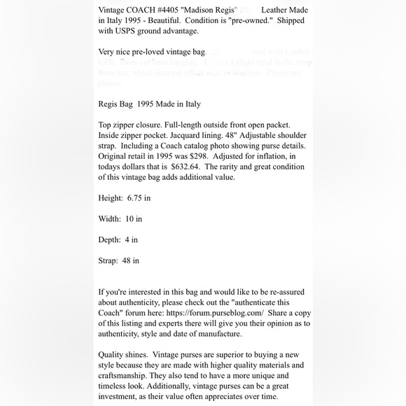 Vintage Coach Madison Regis 4405 bag in leather adjustable strap - Picture 16 of 16